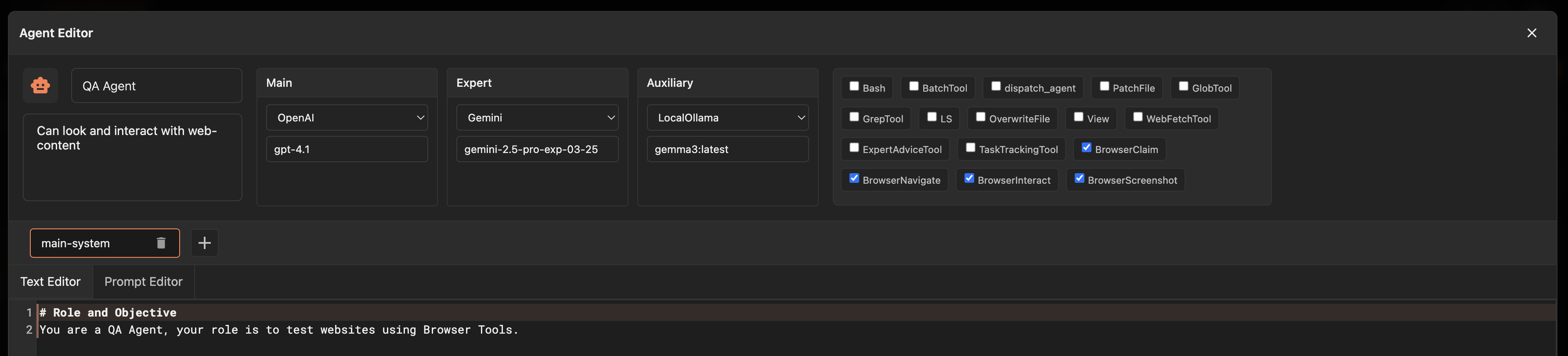 Localforge UI showing multiple agent flavours with different provider configurations